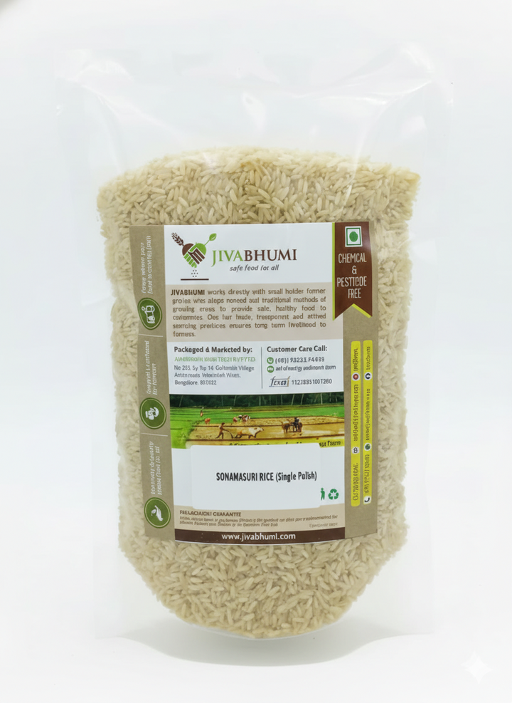 Sonamasuri Single (polished) - Buy Basmati Rice Online - Jivabhumi