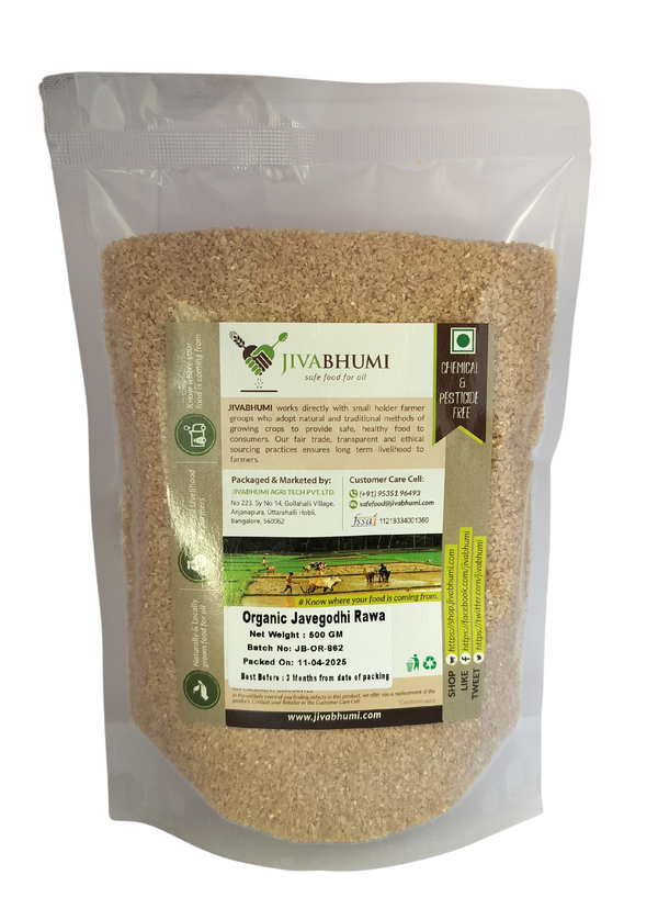 Organic - Emmer Wheat Rava - Jave Godhi Rava -  Khapli Wheat Rava